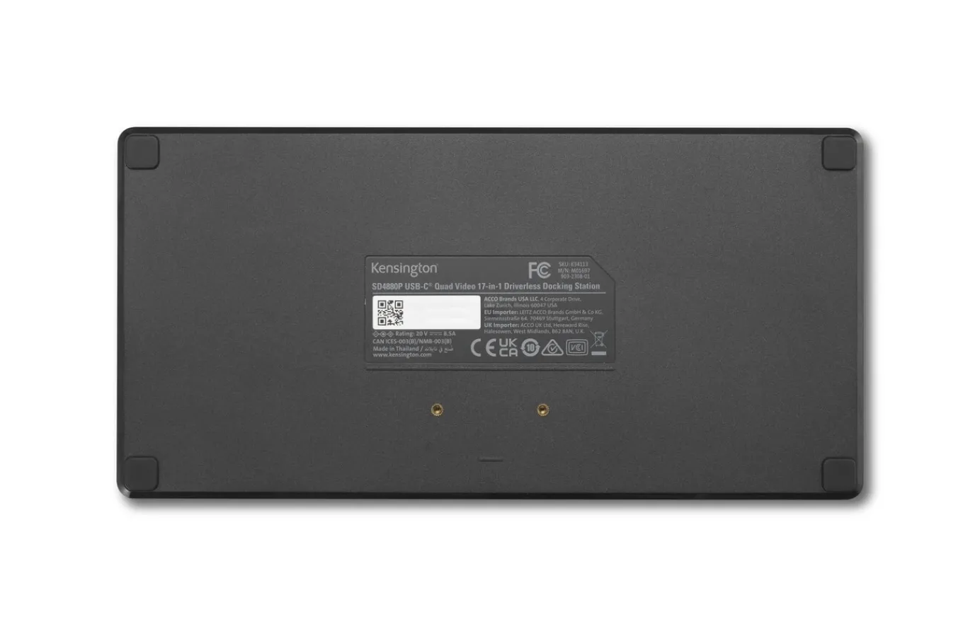 Kensington SD4880P EQ USB-C® 10Gbps Quad Video 17-in-1 Driverless Dock 100W PD - DP/HDMI® - Window Outlet