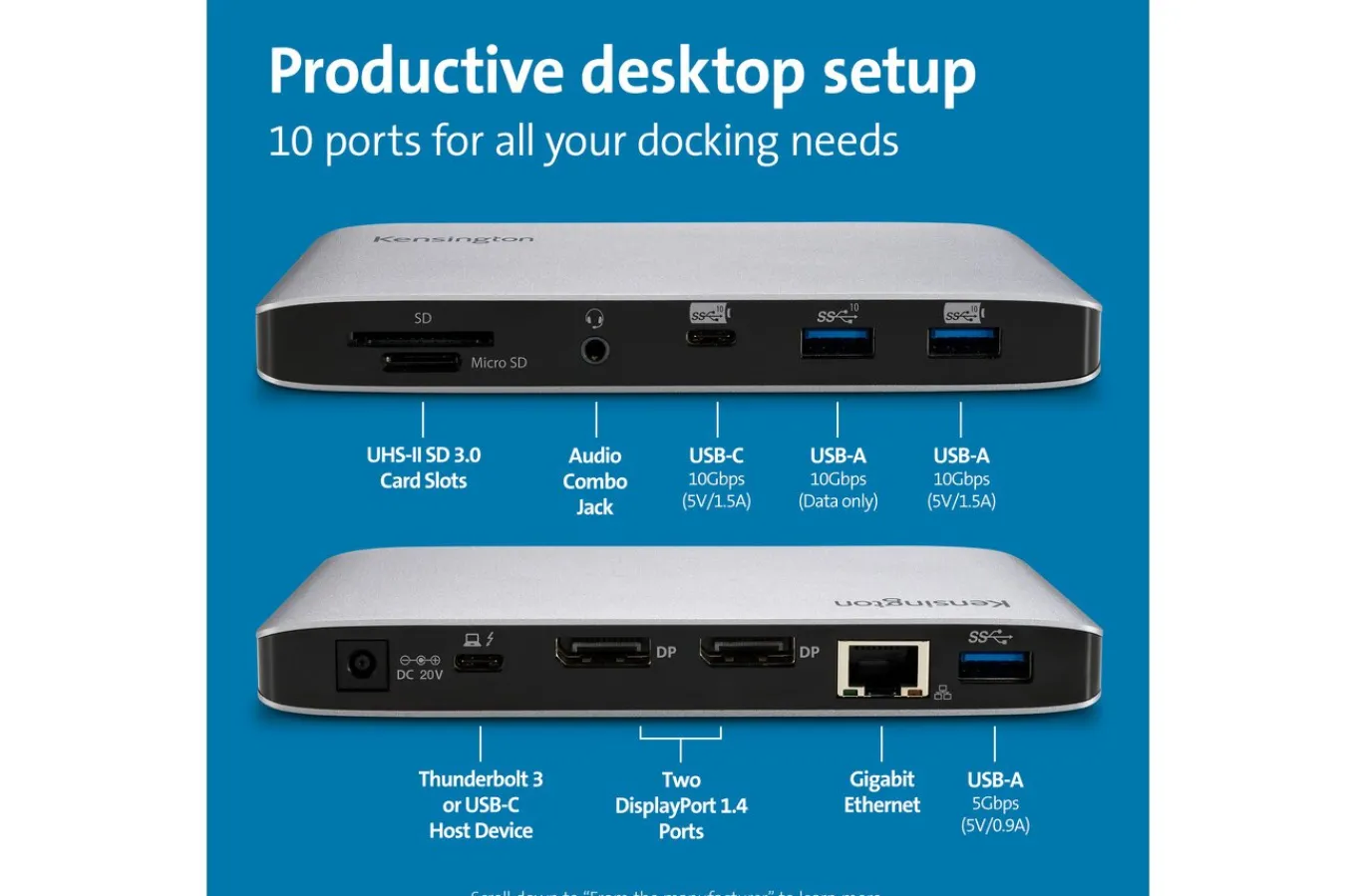 Kensington SD2480T Thunderbolt™ 3 and USB-C Dual 4K Hybrid Nano Dock with 60W PD - Windows/macOS Cheap